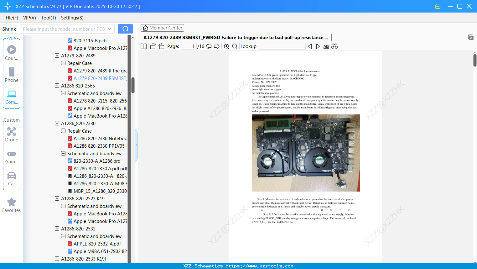 Laptop Apple A1279 820-2489 RSMRST_PWRGD Failure To Trigger Due To Bad Pull-up Resistance
